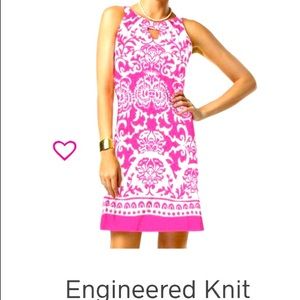 Barbara Gerwit Engineered Knit Dress Sleeveless Halter Neck Style. Hot Pink.